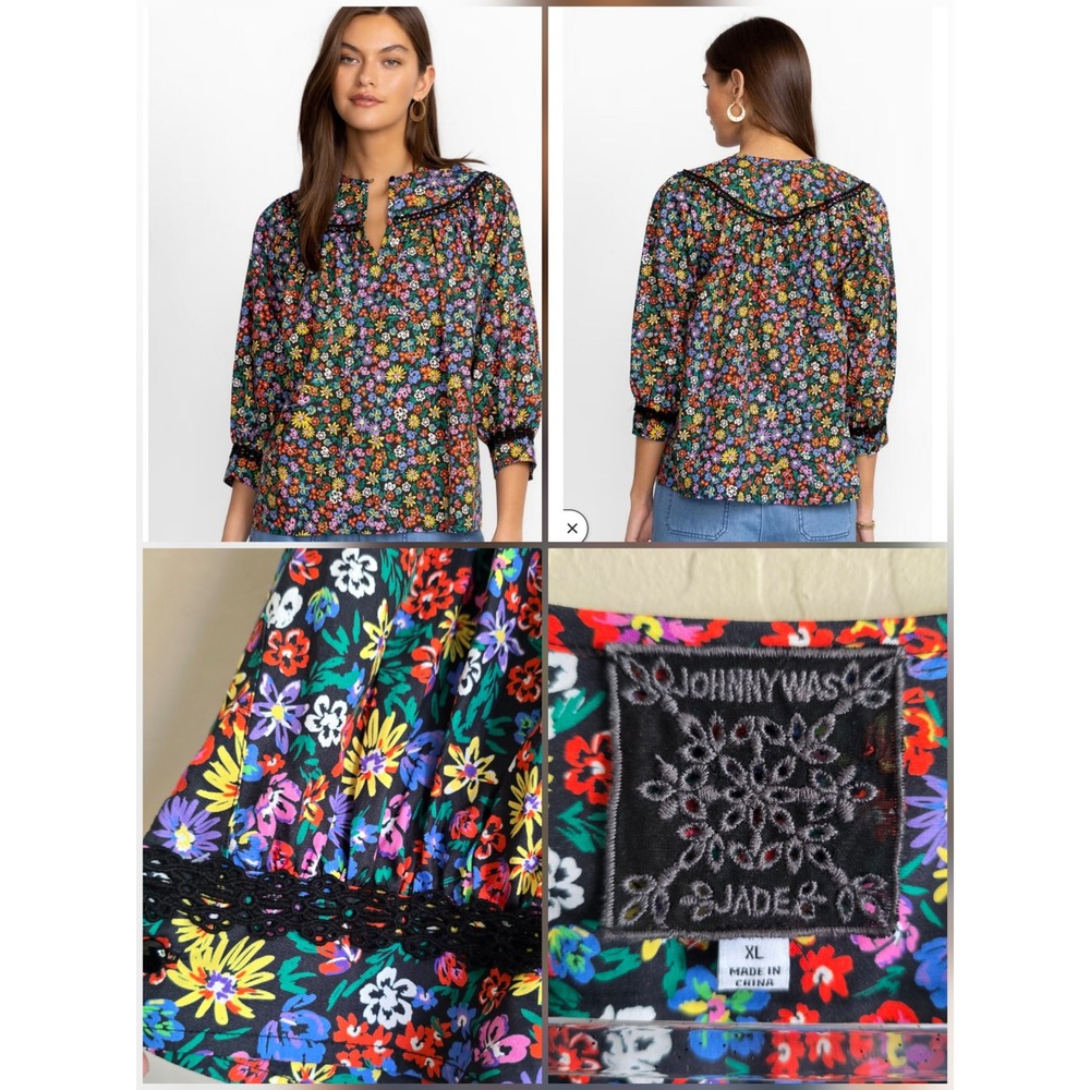 Johnny Was Risa Poplin Floral Blouse
Size XL Boho *Altered*
